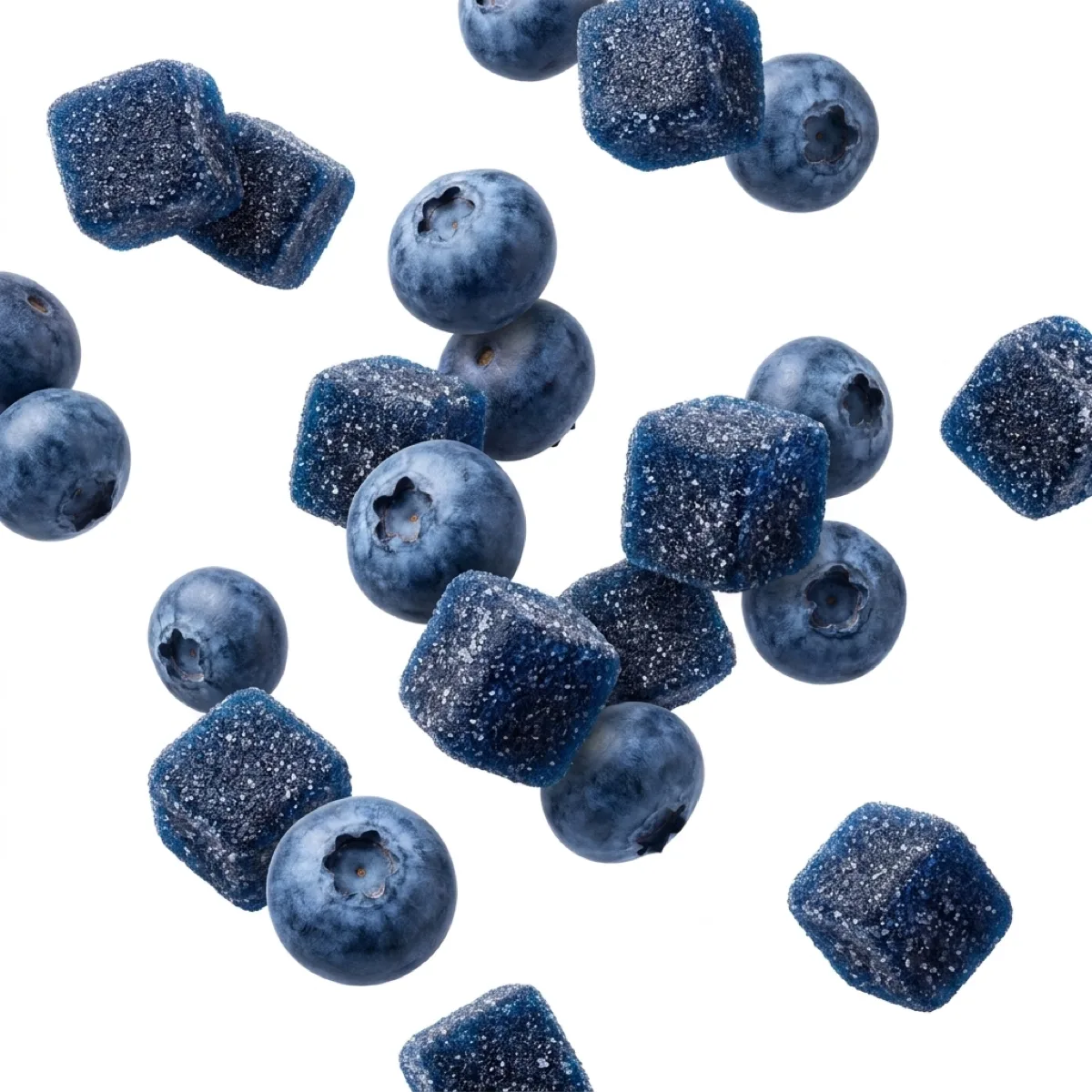 Blue gummy cubes